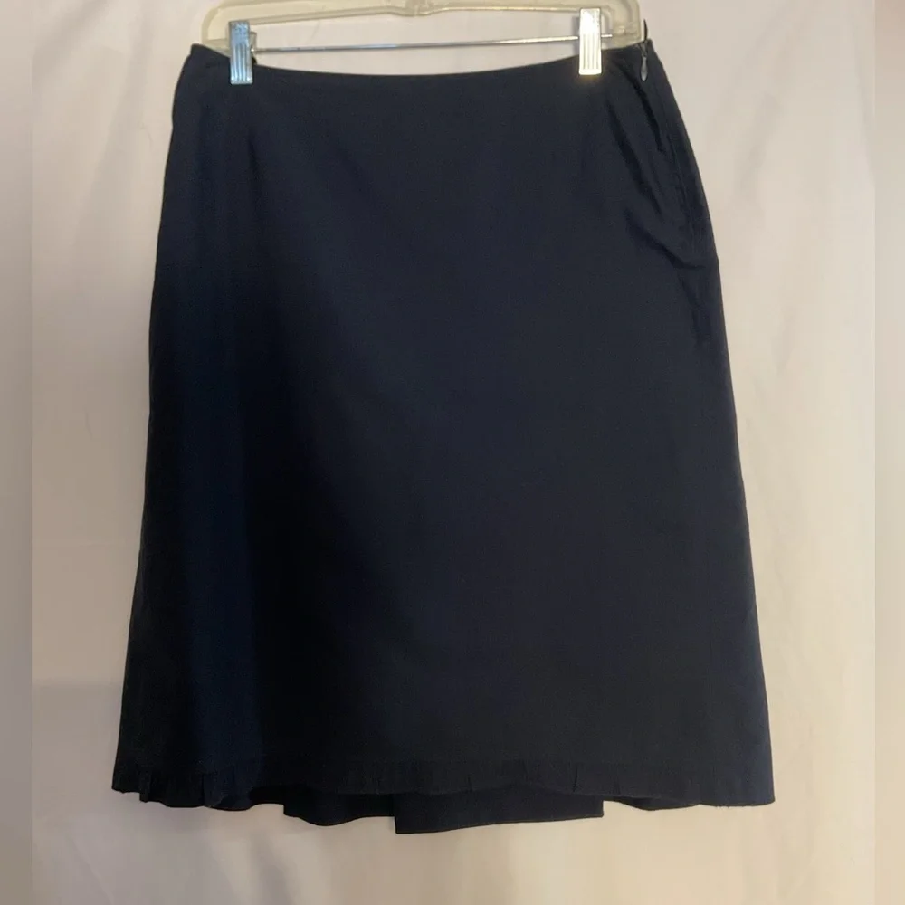 Miu Miu ruffle front w/pleated back cotton skirt in Navy size 44 (US 8)